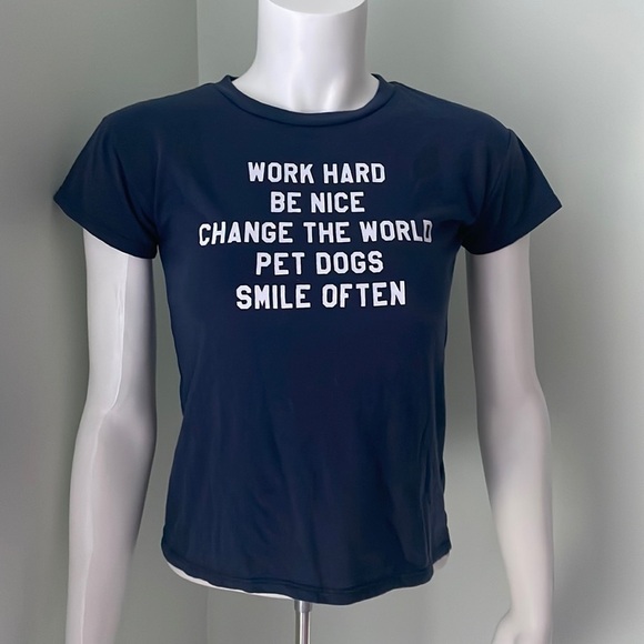 Sub_Urban Riot "Work Hard...Pet Dogs" Navy Life Goals Tee Girl’s Size Medium - Picture 1 of 4